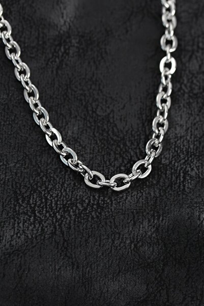 Inure Jewelry 316L Steel Silver Color Rolo Chain Men's Necklace
