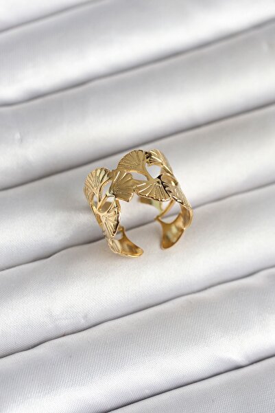 Inure Jewelry 316L Steel Gold Color Fan Model Women's Ring