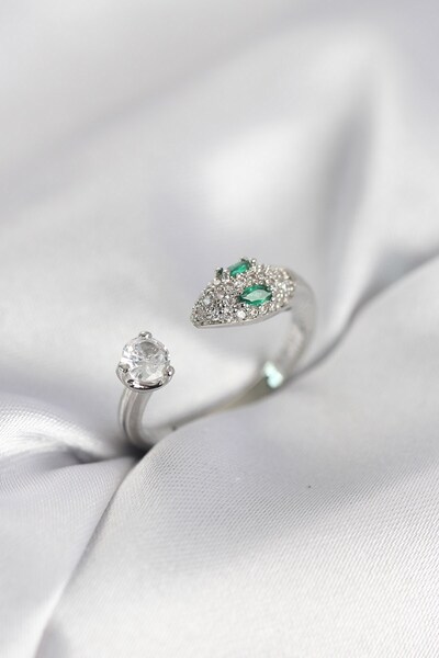 Inure Jewelry Snake Model Zircon Stone Silver Color Women's Ring