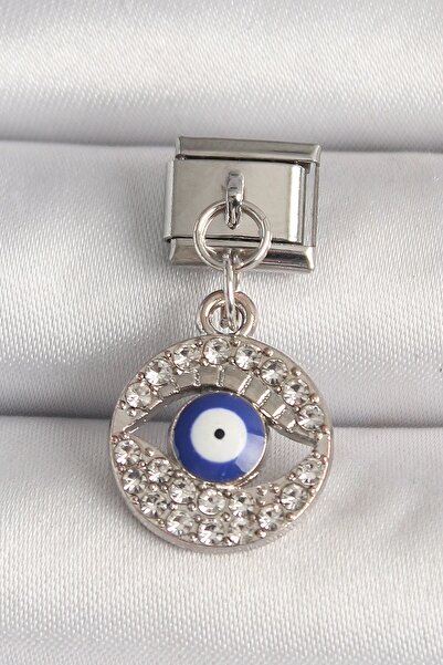 Inure Jewelry 316L Steel Silver Color Zircon Stone Eye Model Evil Eye Bead De...