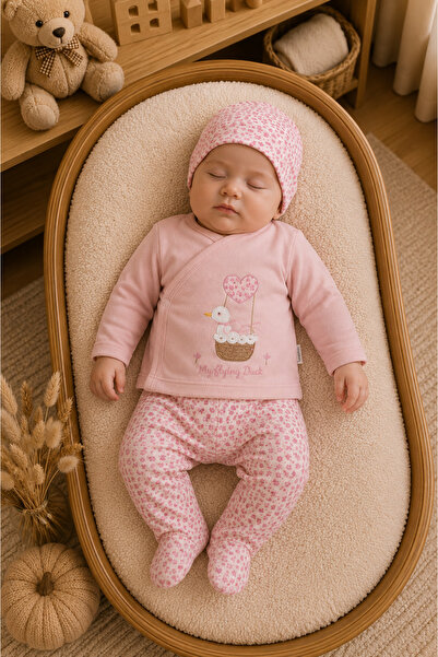 Bebitof Cute Duck Patterned 5 Piece Newborn Hospital Release Bodysuit Set
