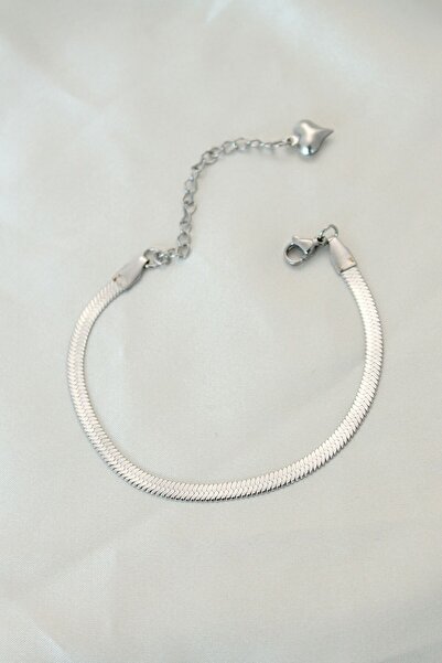 Inure Jewelry سوار سلسلة إيطالي فضي اللون من الفولاذ 316L