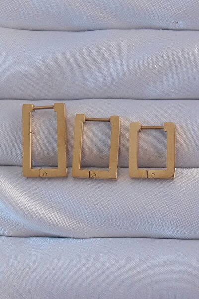 Inure Jewelry 316L Steel Gold Color Rectangular Earring Set