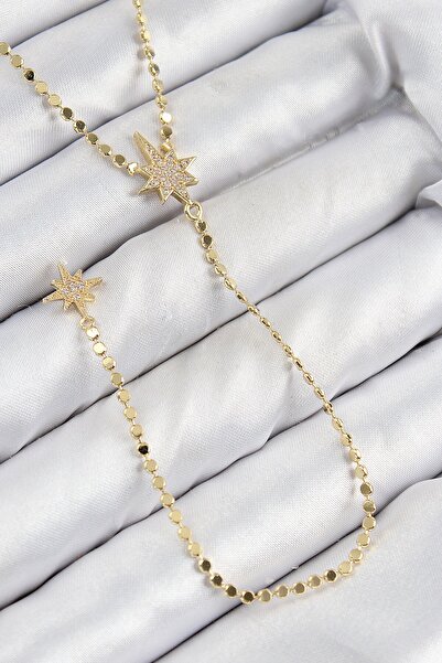 Inure Jewelry Brass Zircon Stone Crushed Chain Pole Star Model Gold Color Y N...