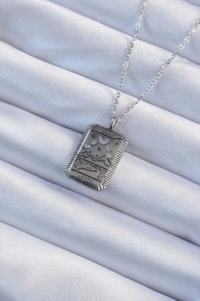 Inure Jewelry 316L Steel Chain Antique Silver Color Moon Figure Tarot Necklace
