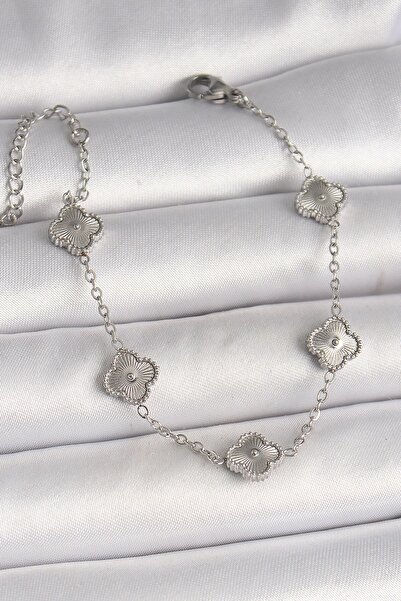 Inure Jewelry 316L Steel Silver Color Engraved Baby Boy Clover Model Women's ...