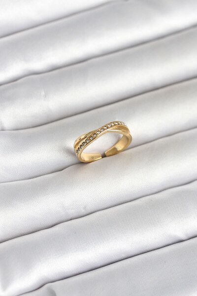 Inure Jewelry 316L Steel Gold Color Zircon Stone Women's Ring
