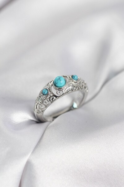 Inure Jewelry Vintage Model Blue Stone Silver Color Women's Ring