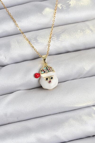 Inure Jewelry 316L Steel Chain Gold Color Snowman Head with Hat Model Christm...