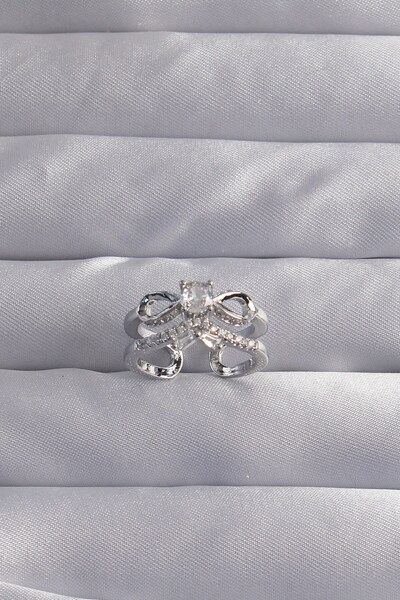 Inure Jewelry Brass Adjustable Silver Color Zircon Stone 2-Piece Appearance B...