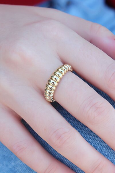 Inure Jewelry Gold Color Spiral Model Women's Ring