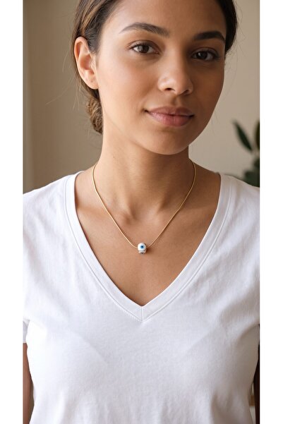 Inure Jewelry 316L Steel Gold Color Enamel Evil Eye Model Necklace