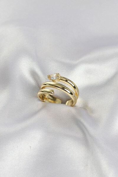 Inure Jewelry Brass Gold Color Spiral Snake Model Women's Ring