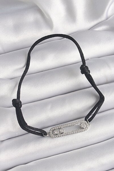 Inure Jewelry Black Color Drawstring Elevator Zircon Stone Silver Messika Mod...