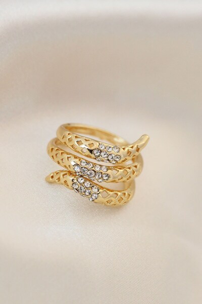 Inure Jewelry Adjustable Gold Color Metal Zircon Stone Ring