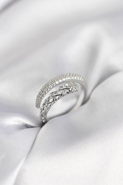 Inure Jewelry Silver Color Zircon Stone Spiral Women's Ring
