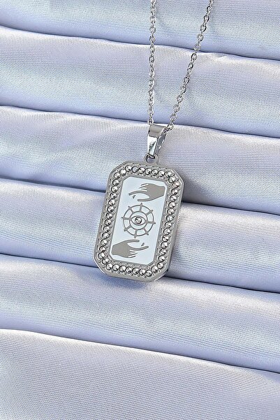 Inure Jewelry 316L Steel Chain Silver Color Enamel Zircon Stone Eye Figure Ta...