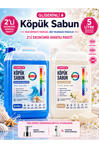WBREX Premium Köpük Sabun Okyanus 5 lt Beyaz Sabun 5 lt Avantajlı Paket