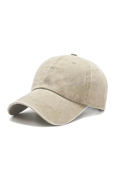 ZERAMİNE Cream Unisex Vintage Hat Adjustable Vintage Plain Hat