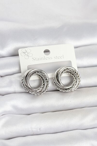 Inure Jewelry 316L Steel Silver Color Hoop Model Assortment Women's Earrings