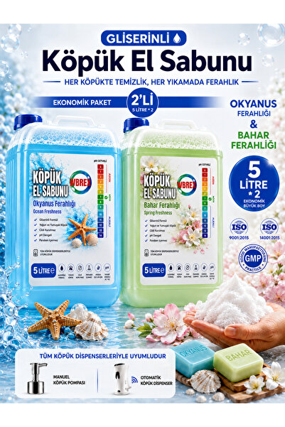 WBREX Okyanus Bahar Ferahlığı Köpük Sabun – İkili Ekonomik Paket 2x5 LT | Fer...