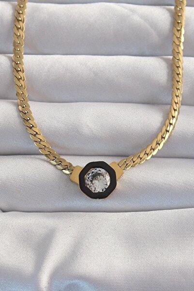 Inure Jewelry 316L Steel Gold Color Crushed Chain Zircon Stone Enamel Serenay...
