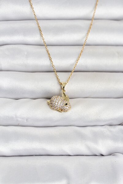 Inure Jewelry 316L Steel Chain Gold Color Zircon Stone Rabbit Model Women's N...