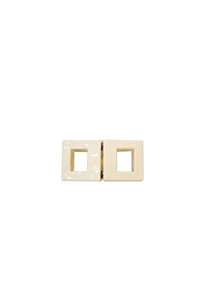 nesdesignn Patterned Square Magnet Buckle — Ecru