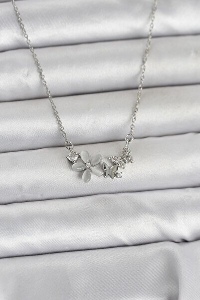 Inure Jewelry 316L Steel Chain Silver Color Flower and Butterfly Model Women'...
