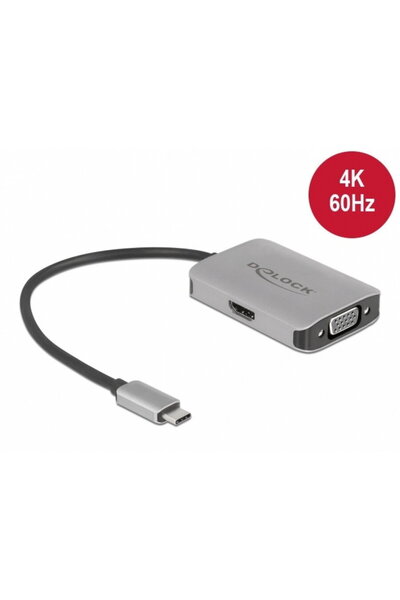 DELOCK Adaptor USB tip C (DP Alt Mode) la 1 x HDMI 4K60Hz + 1 x VGA cu HDR, 8...
