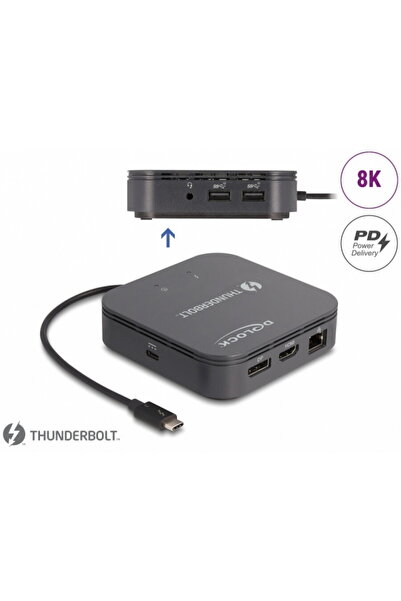 DELOCK Stație de andocare Thunderbolt 3 cu DisplayPort 8K30Hz MST/HDMI/USB/LA...