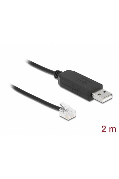 DELOCK Cablu USB-A la Serial RS-232 RJ12 cu protecție ESD APC 2m, 66736