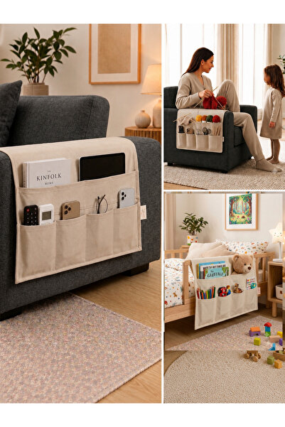 Life Line 1St Class Gabardine Fabric Sofa Edge Bedside Organizer Non-Slip Was...