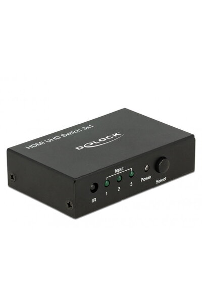 DELOCK Switch HDMI 3 porturi cu telecomanda UHD 4K, 18683