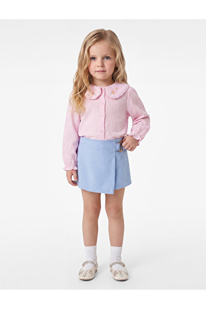 Koton Long Sleeve Floral Embroidered Cotton Baby Collar Shirt