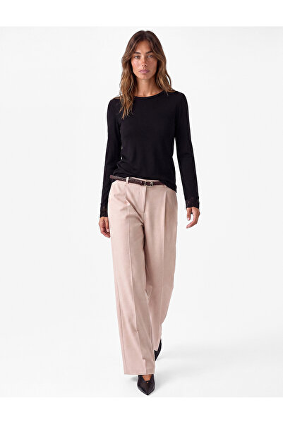 Koton Viscose Lace Detailed Crew Neck Long Sleeve T-Shirt