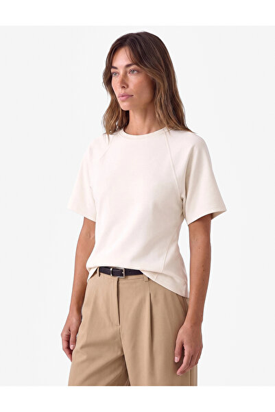 Koton Modal Fabric Regular Fit T-Shirt with Stitching Detail and Crew Neck Sh...