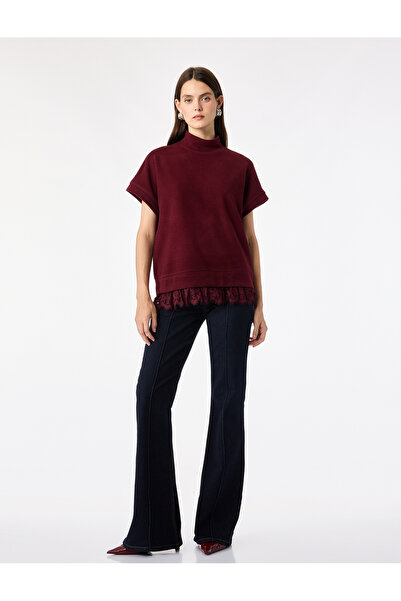Koton Sleeveless Lace Detailed High Neck Blouse