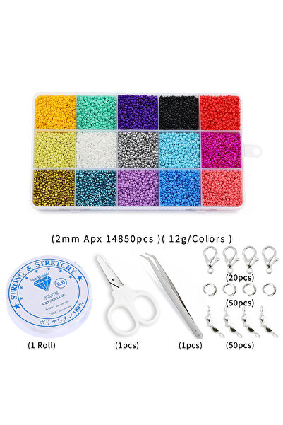 Choice4 c.2mm Apx 14850pcs Multi Size 11/0 2 3 4mm Kit Transparent Glass Bead...