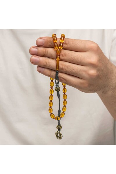 Inure Jewelry Silver Kazaz Tasseled Tight Amber Rosary