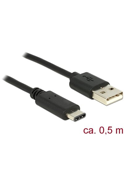DELOCK Cablu USB 2.0 Tip-A tată > USB Tip-C 2.0 tată 0,5 m negru