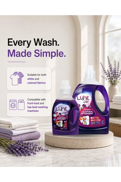lune Lavender Liquid Fabric Detergent Value Pack 4L (3L + 1L) | Power Gel Laundry Detergent