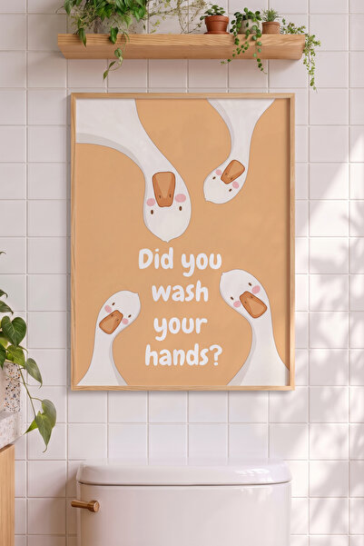 Pena Tablo Komik Ördek Banyo Ahşap Çerçeveli Tablo - Ördek Figürlü Wash Your ...