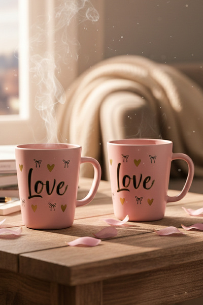 Rakle Love 2'li Kupa Seti Pembe 380 cc