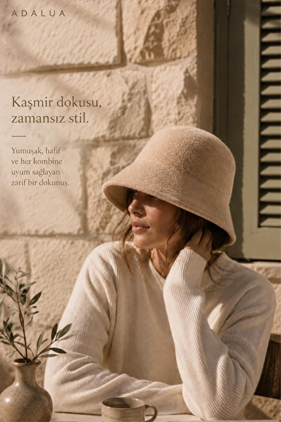 Adalua Kadın Kaşmir Kova Şapka Yumuşak Dokulu Kışlık Şık ve Zamansız Tasarım