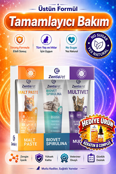 zentiavet Kedi Malt Set Kedi Maltı Kedi Vitamini Kedi Malt Kedi Tüy Döküm Önl...