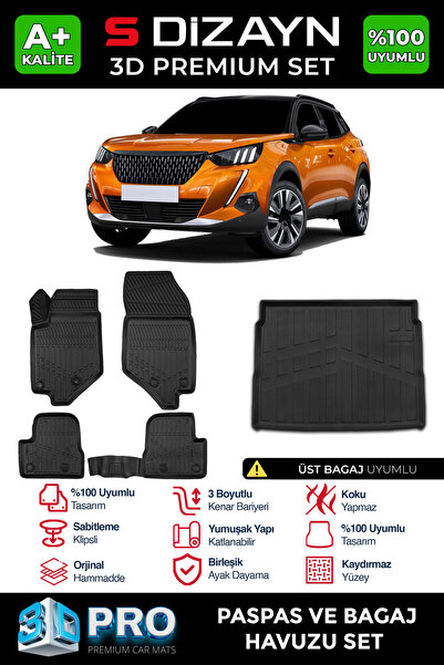 S Dizayn S-Dizayn Peugeot 2008 3D Pro Havuzlu Paspas ve Üst Bagaj Havuzu Seti...