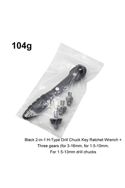 Choice Wrench with 3 Black H-Shaped Drill Chuck Ratchet Key Wrench 2-in-1 Mul...