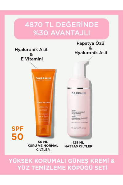 Darphin YÜKSEK KORUMALI GÜNEŞ KREMI SPF 50 & YÜZ TEMİZLEME KÖPÜĞÜ SETI