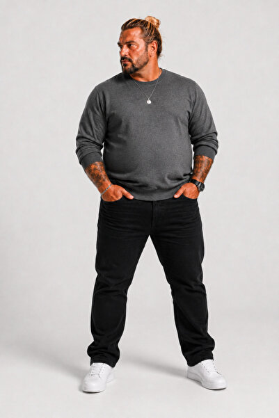 MocGrande Large Size Crew Neck Classic Sweat 23216 ANTHRACITE